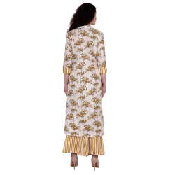 Cream Flora Print Kurti With Palazzo